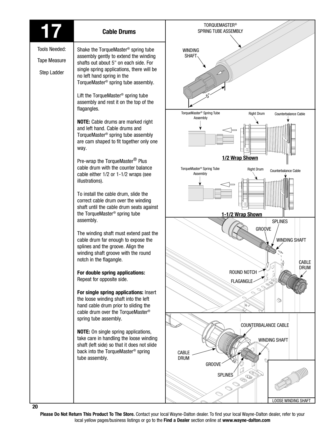 Wayne-Dalton 9600, 9400, 9100 installation instructions Cable Drums 