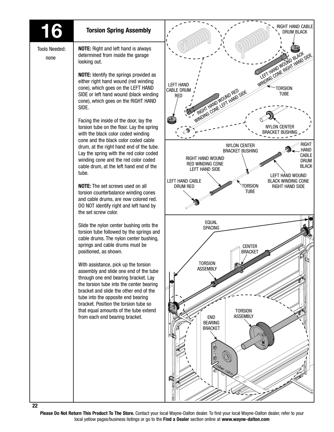 Wayne-Dalton 9100, 9400, 9600 installation instructions Torsion Spring Assembly, Side 