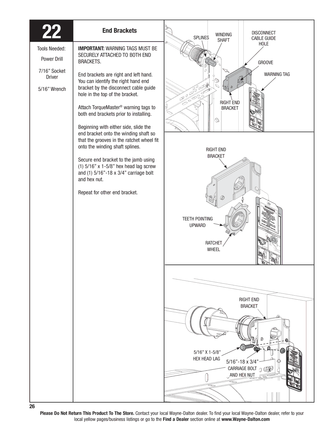 Wayne-Dalton 9400, AND 9600 installation instructions End Brackets 