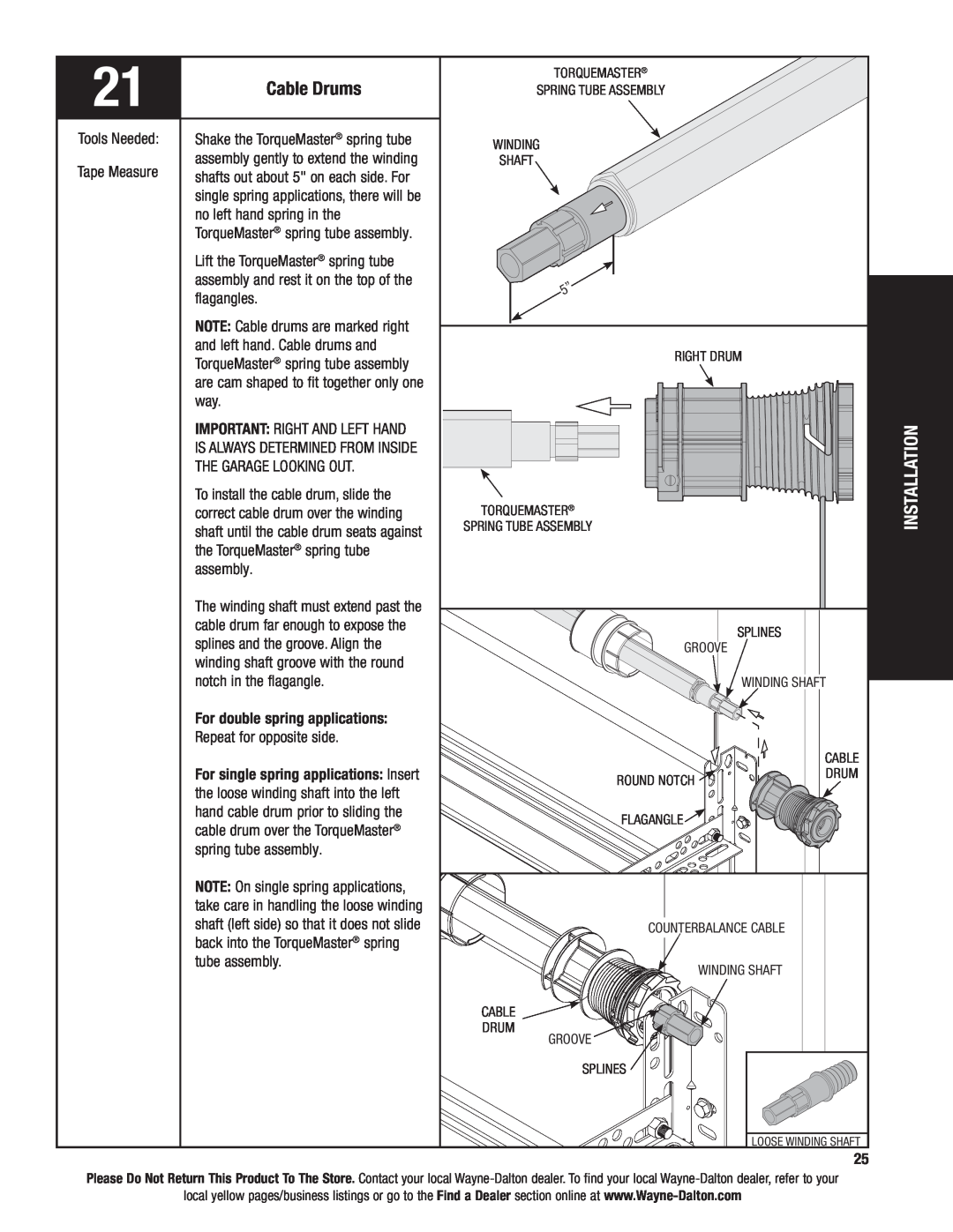 Wayne-Dalton AND 9600, 9400 installation instructions Cable Drums, Installation 
