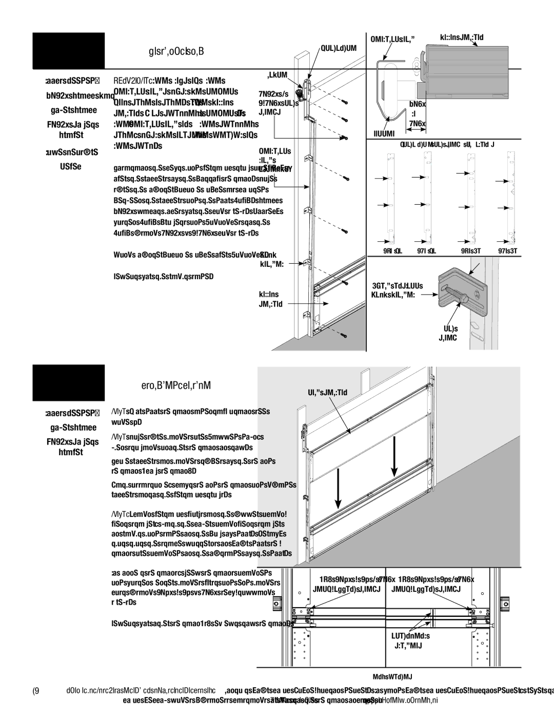 Wayne-Dalton 9700 Vertical Tracks, Stacking Sections, Flagangle Cable, Vertical Track Assembly Jamb Bracket Bottom Section 