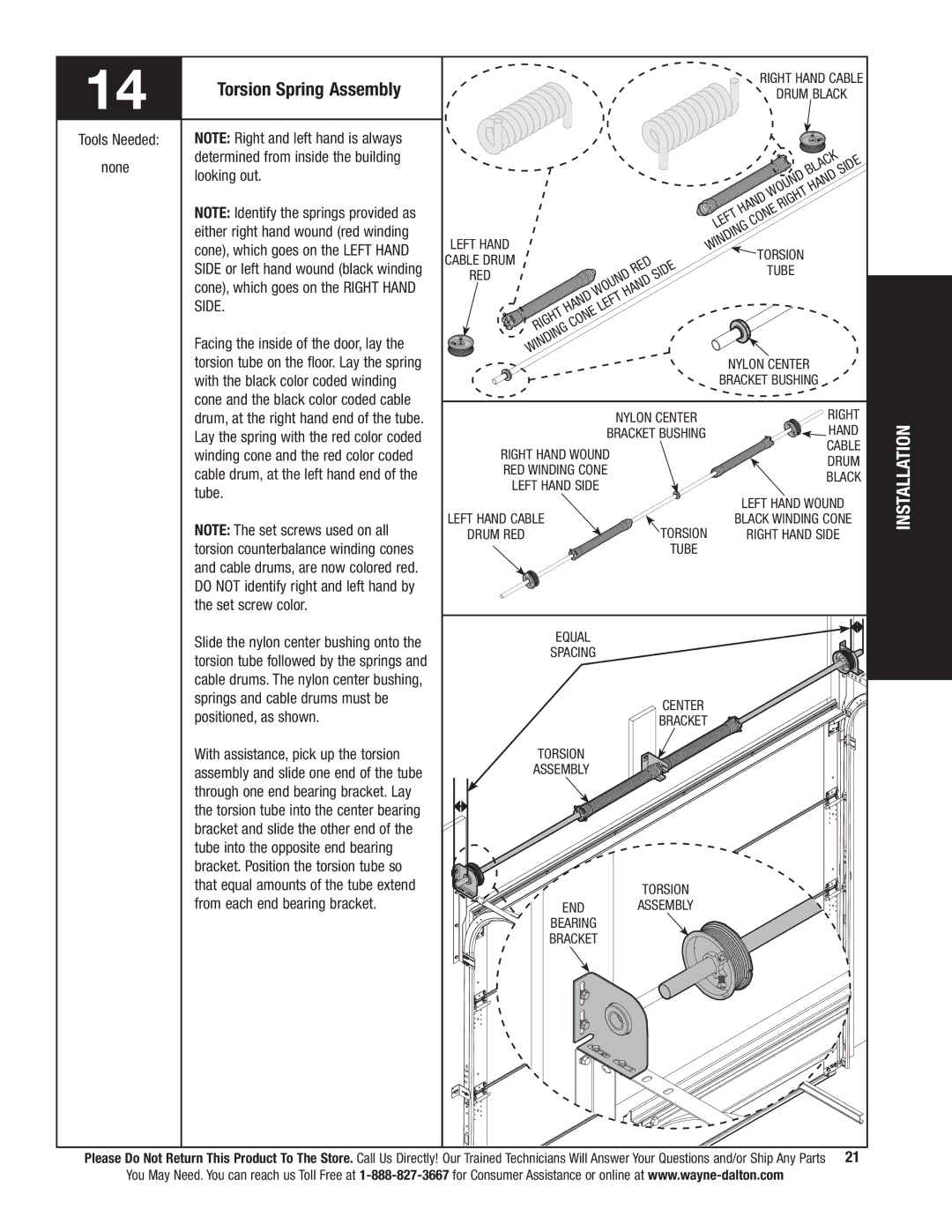 Wayne-Dalton 9800 installation instructions Torsion Spring Assembly, Side 