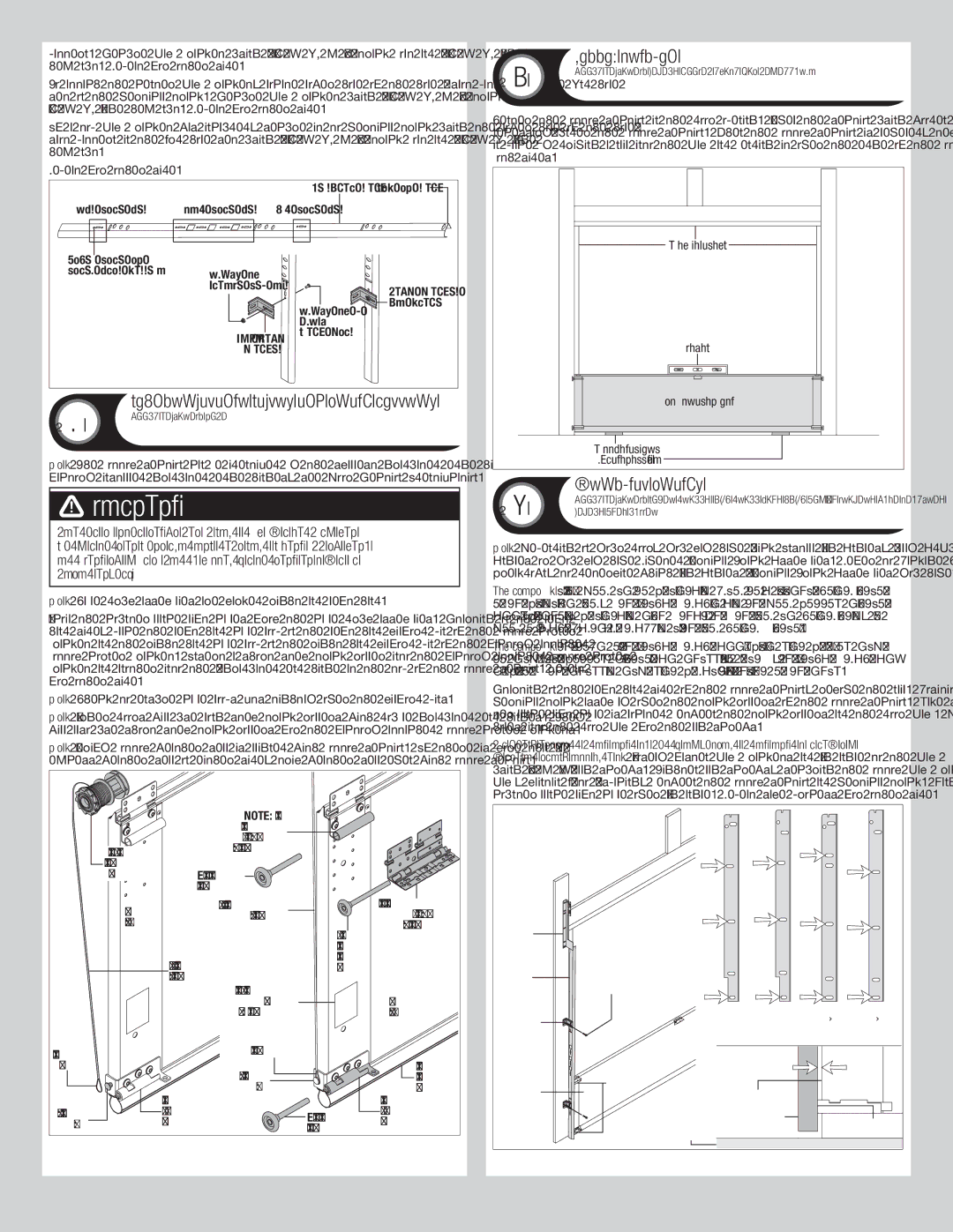 Wayne-Dalton 9800 installation instructions Bottom Section, Vertical Tracks, Counterbalance Cables and Track Rollers 