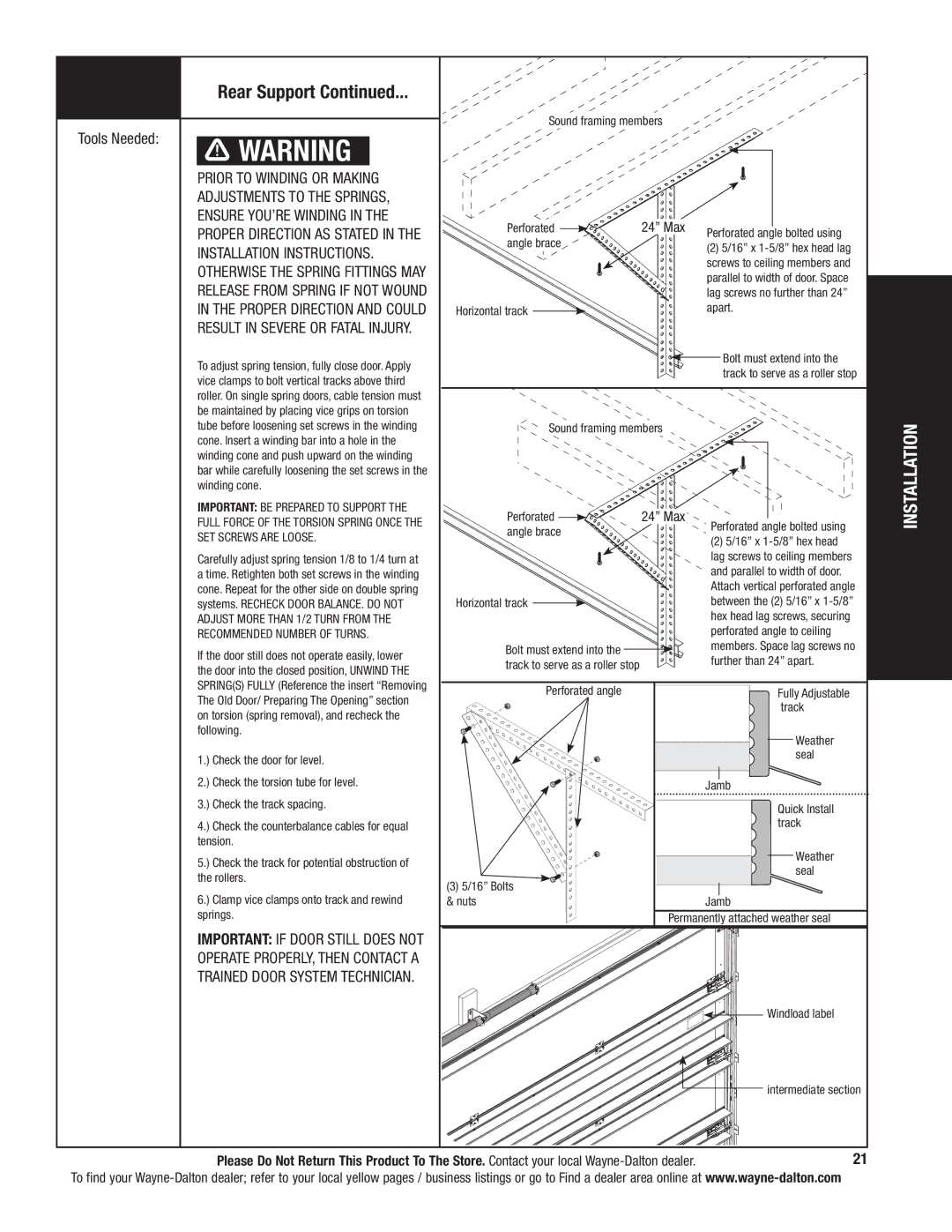 Wayne-Dalton 9800 installation instructions 24 Max 