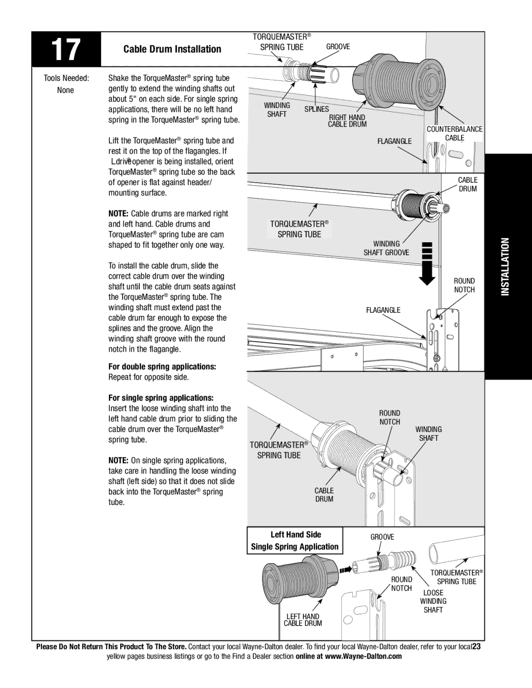 Wayne-Dalton 9800 installation instructions Cable Drum Installation 