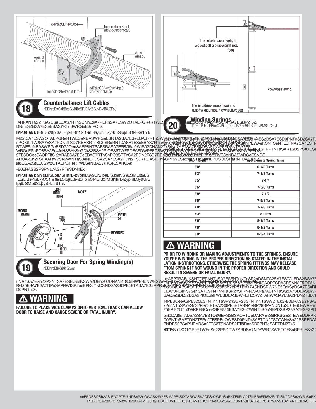 Wayne-Dalton 9800 installation instructions Winding Springs, Tools Vice Clamps 