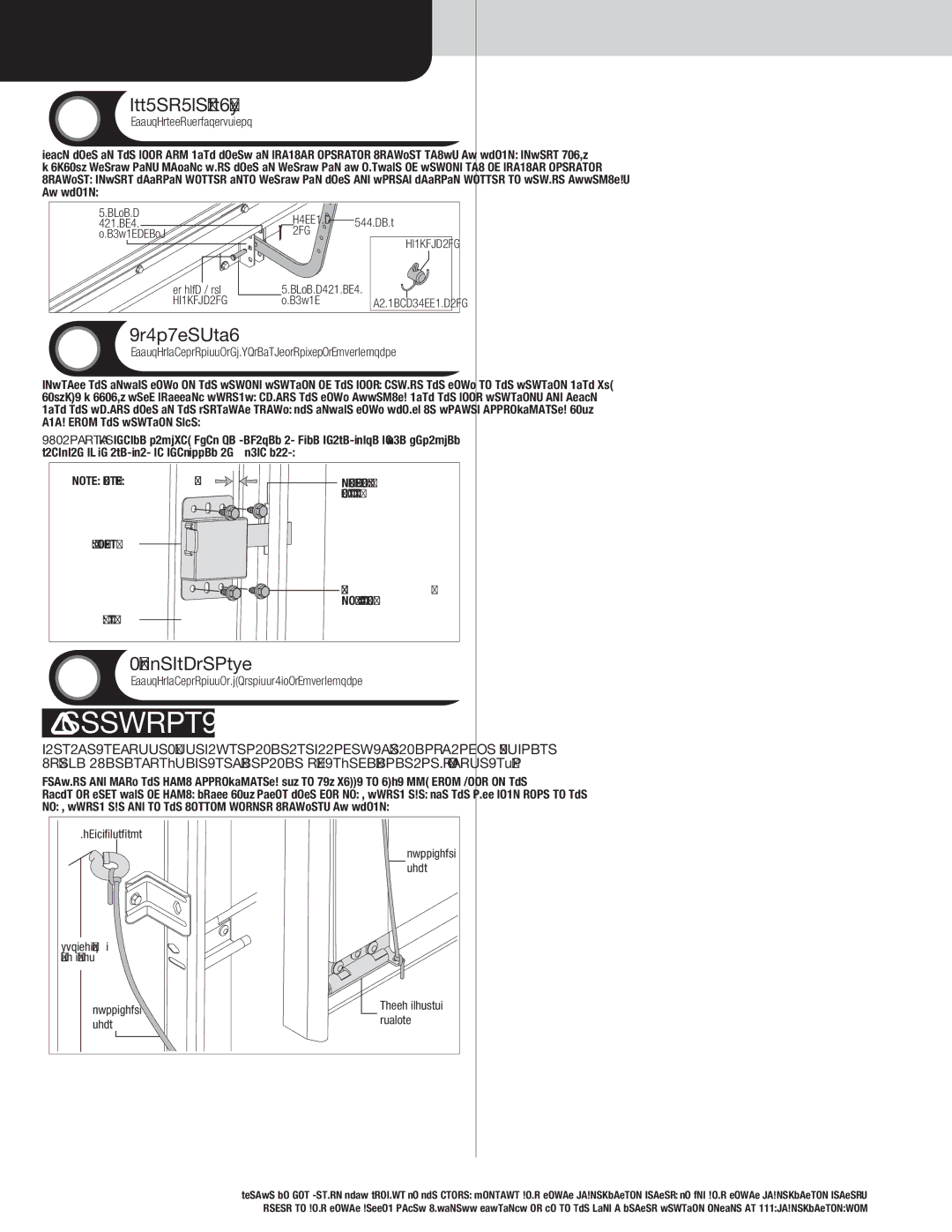 Wayne-Dalton 9800 installation instructions Door Arm Hookup, Inside Lock, Pull Down Rope 