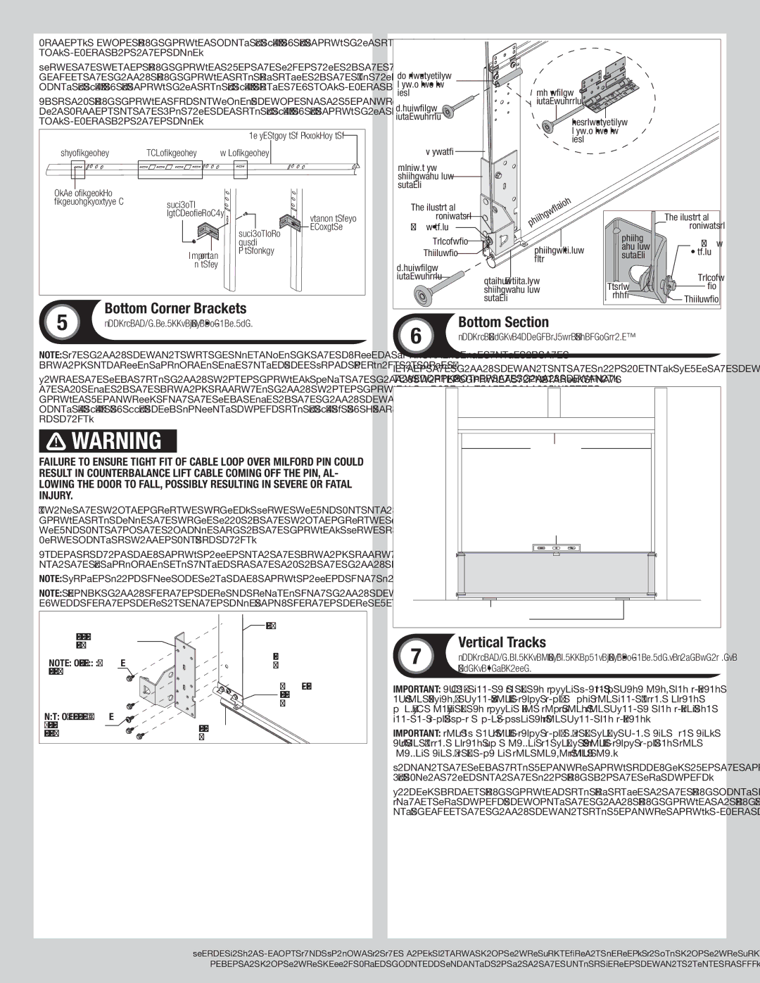 Wayne-Dalton 9800 installation instructions Bottom Section, Vertical Tracks, Bottom Corner Brackets, Level, Step ladder 