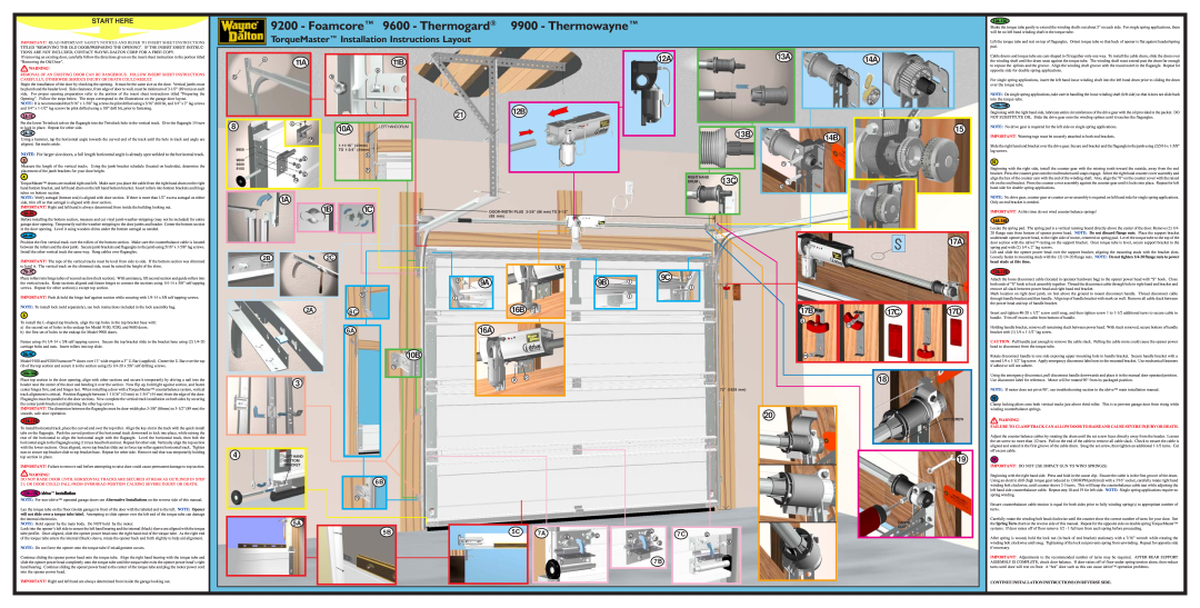 Wayne-Dalton 9600, 9900, 9200 installation instructions TorqueMaster Installation Instructions Layout 