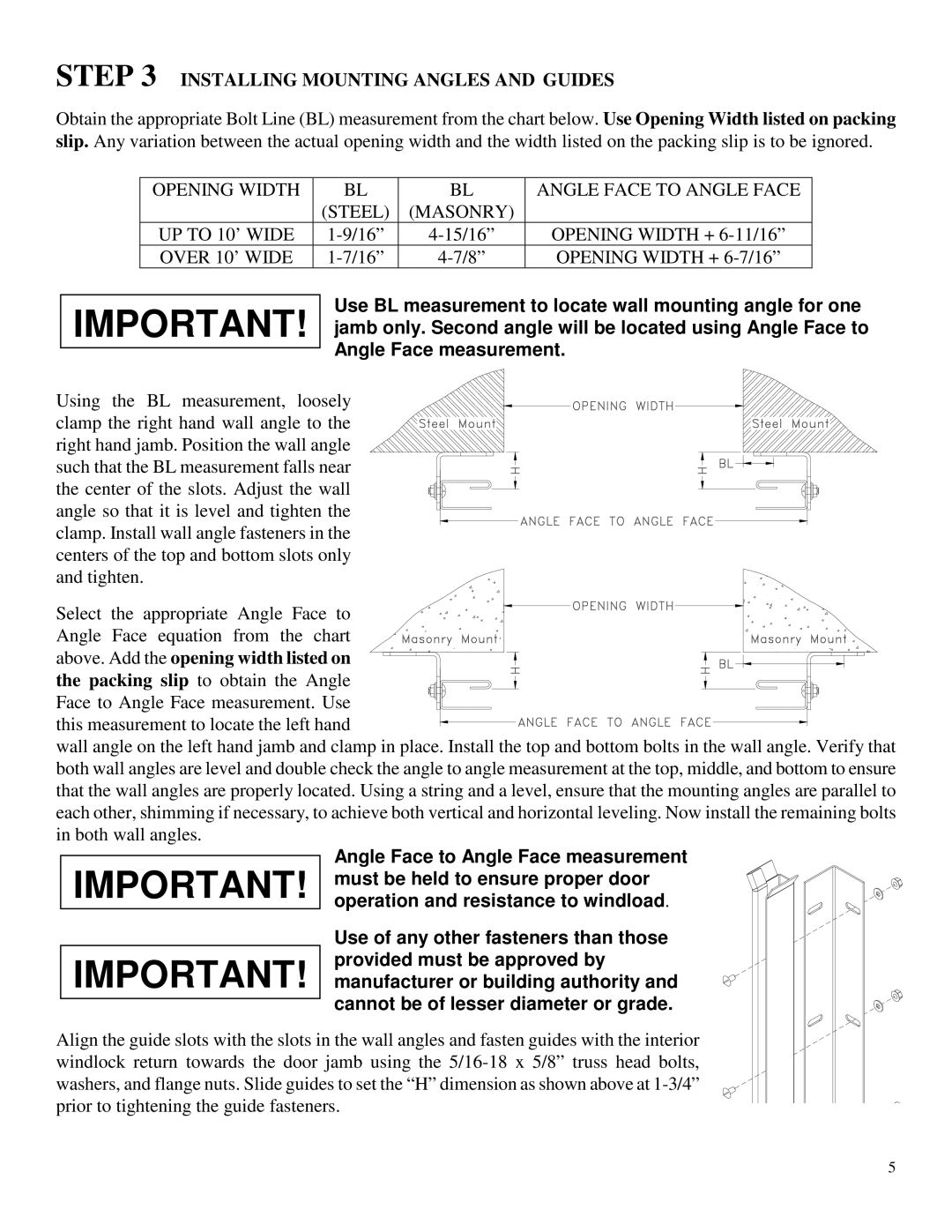 Wayne-Dalton DS-350 installation instructions Installing Mounting Angles and Guides 