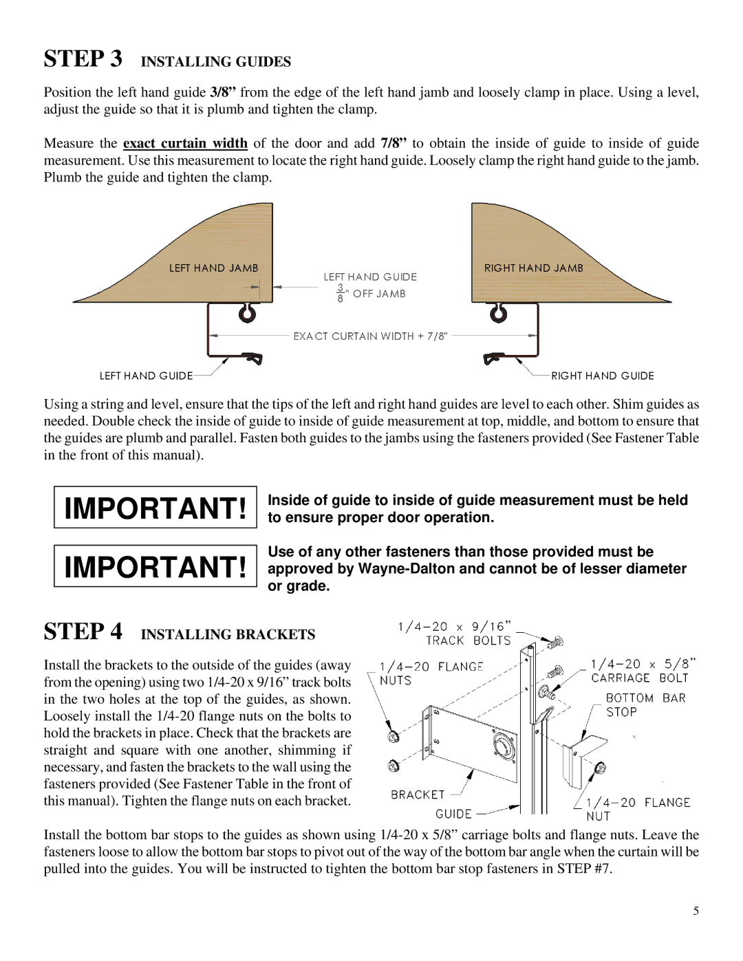 Wayne-Dalton DS-100, DS-75, DS-50 installation instructions Installing Guides, Installing Brackets 