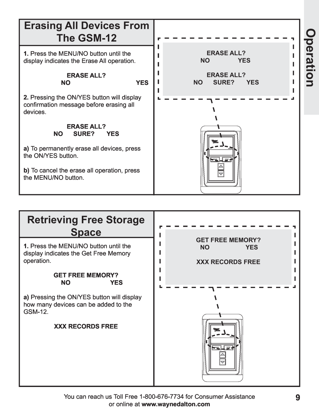 Wayne-Dalton Erasing All Devices From The GSM-12, Retrieving Free Storage Space, Erase All? Noyes, Xxxrecords Free 