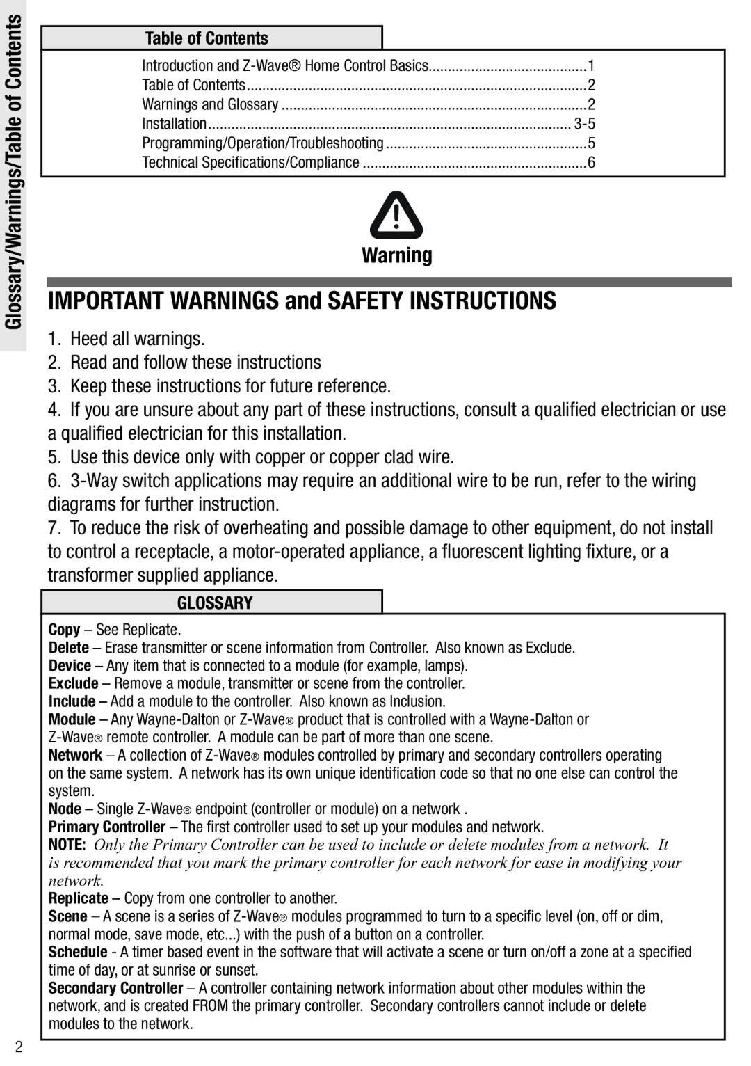 Wayne-Dalton HA14WD user manual Important Warnings and Safety Instructions 