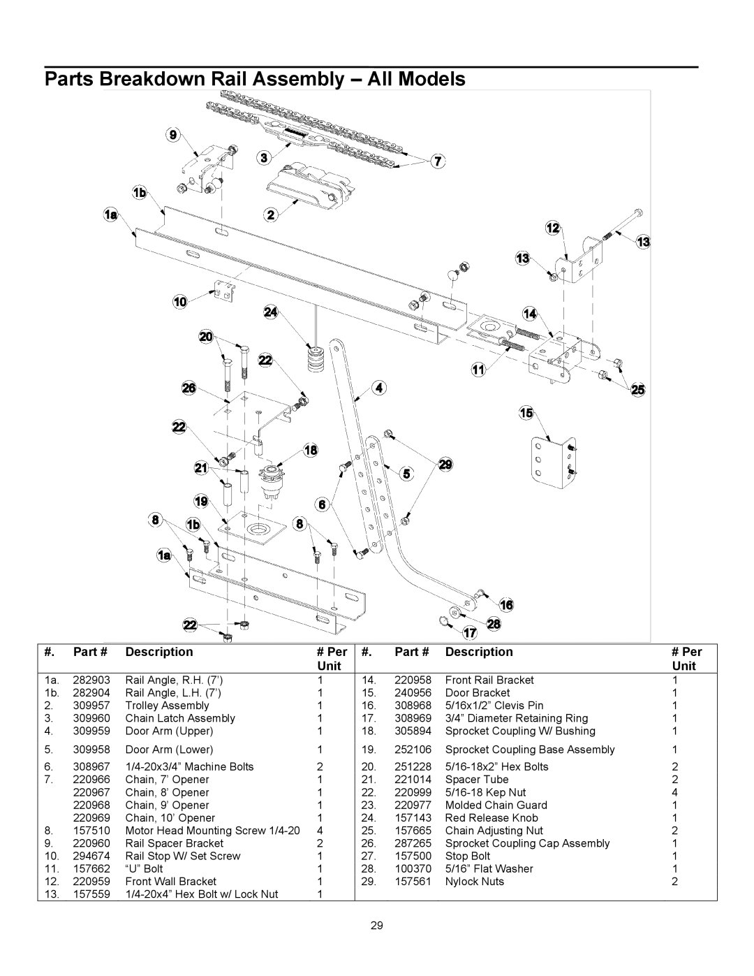 Wayne-Dalton series 3000 user manual Parts Breakdown Rail Assembly All Models 