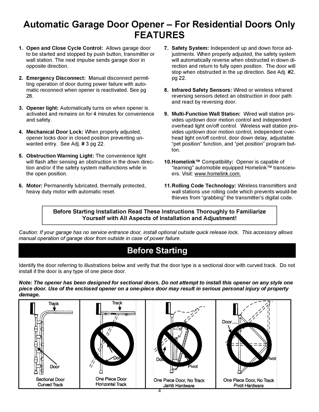 Wayne-Dalton series 3000 user manual Features 