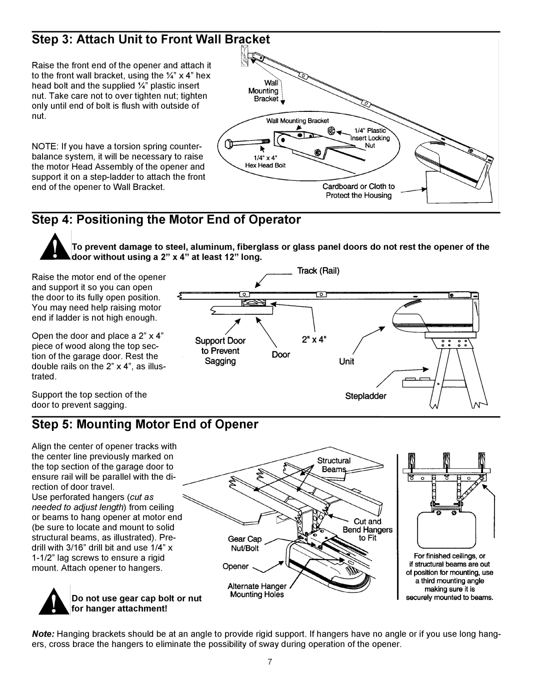 Wayne-Dalton series 3000 user manual Attach Unit to Front Wall Bracket, Positioning the Motor End of Operator 