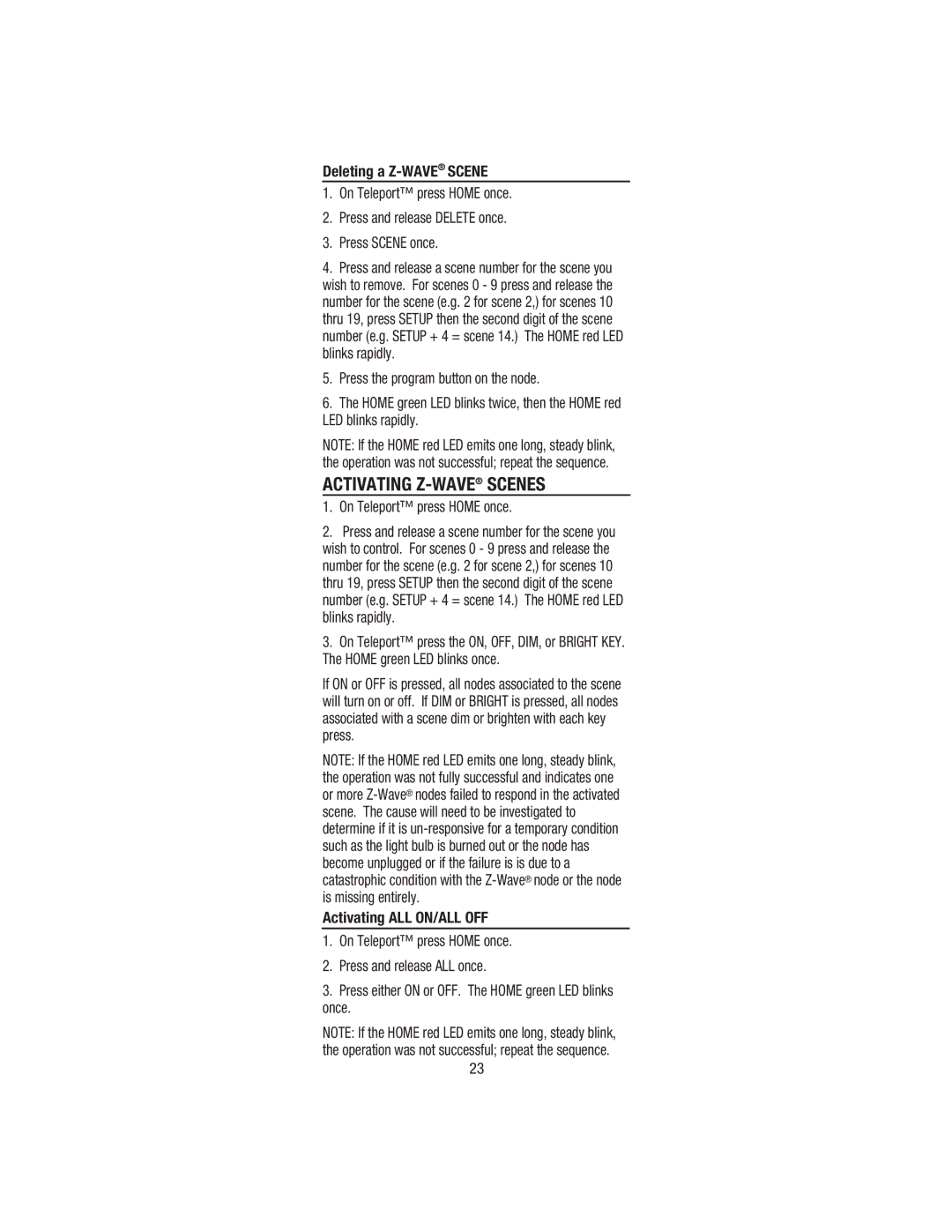 Wayne-Dalton WDHC-20 user manual Activating Z-WAVESCENES 