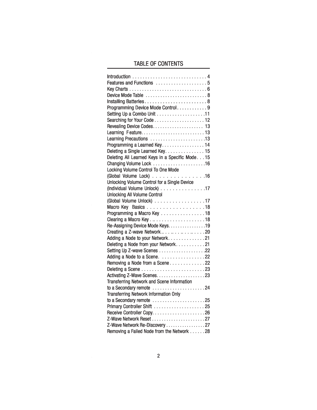 Wayne-Dalton WDHC-20 user manual Table Of Contents 