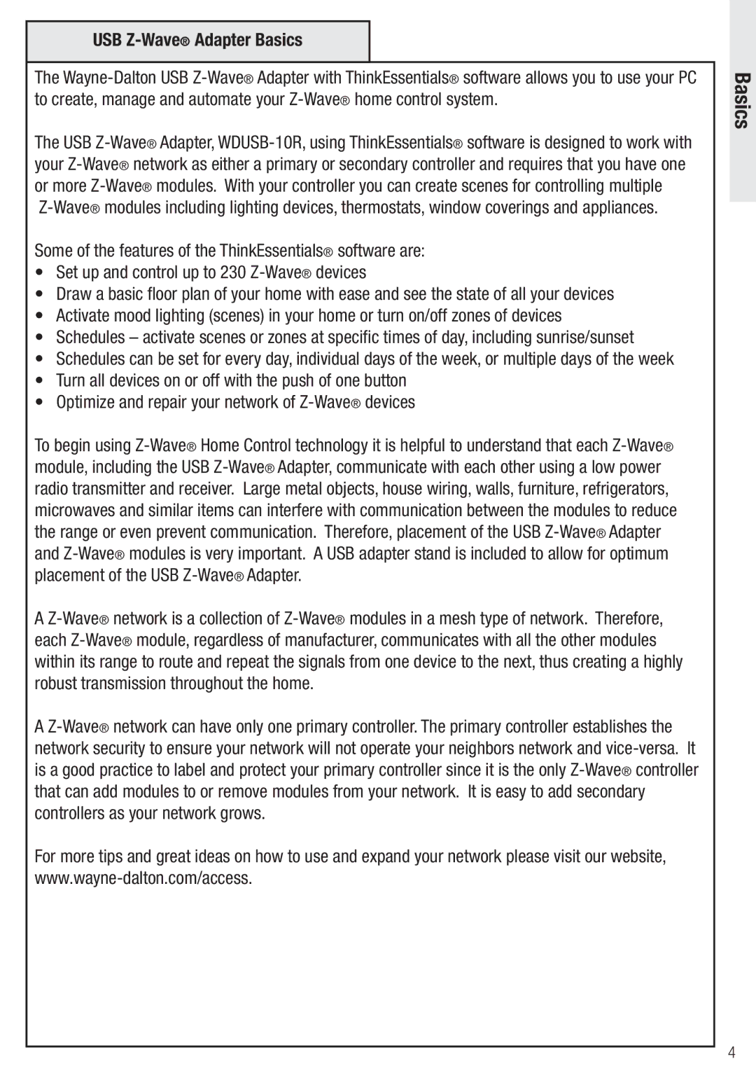 Wayne-Dalton WDUSB-10R, WDSF-10 manual Basics 