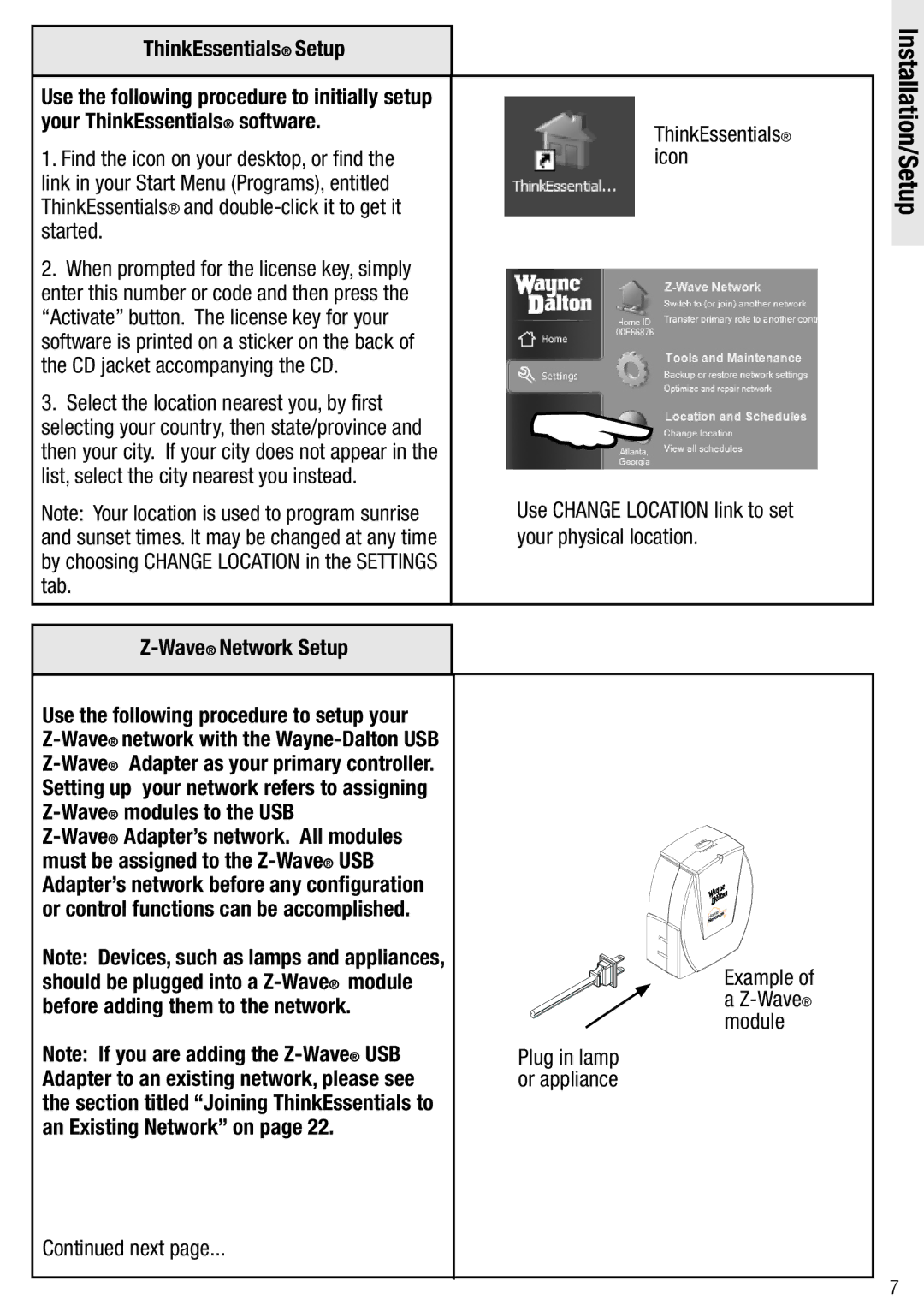 Wayne-Dalton WDUSB-10R, WDSF-10 manual Next, Use Change Location link to set your physical location 