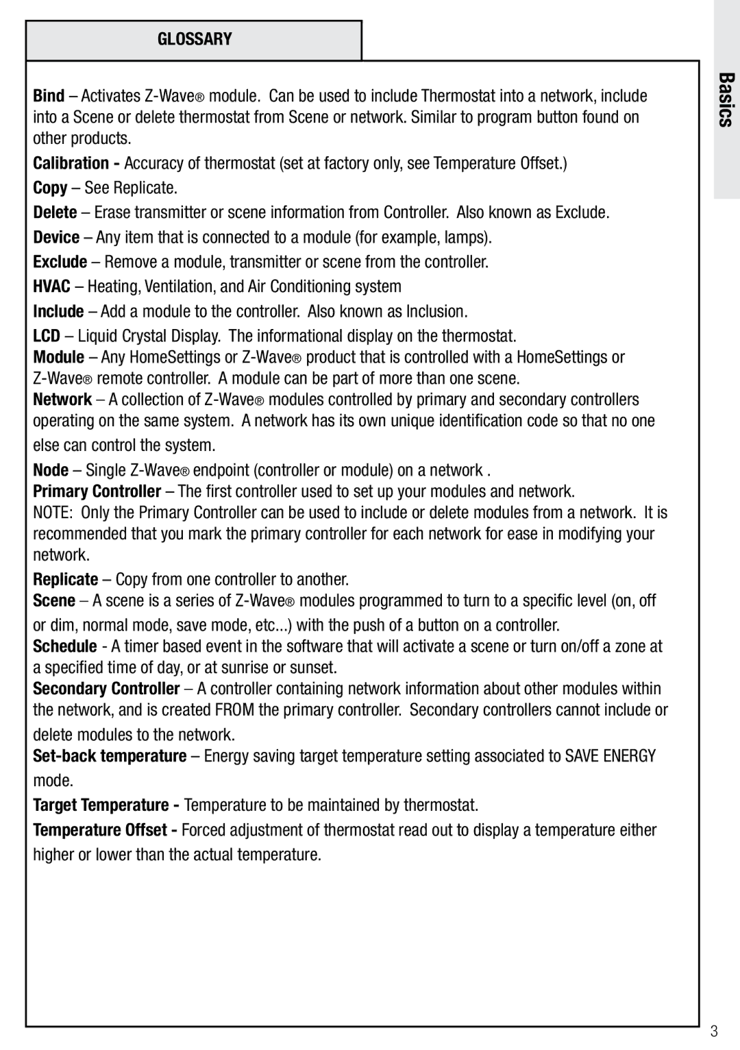 Wayne-Dalton WDTC-20 user manual Basics, Glossary 