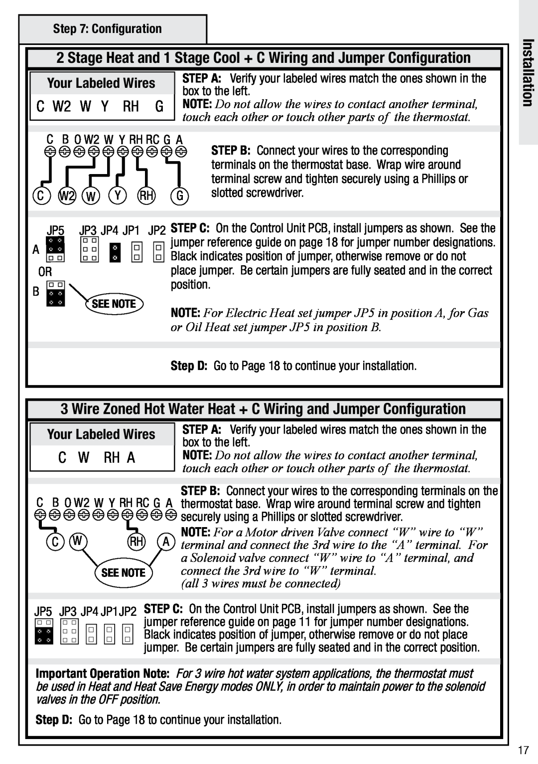Wayne-Dalton WDTC-20 user manual W2 W Y, Rh A, Installation, Your Labeled Wires 