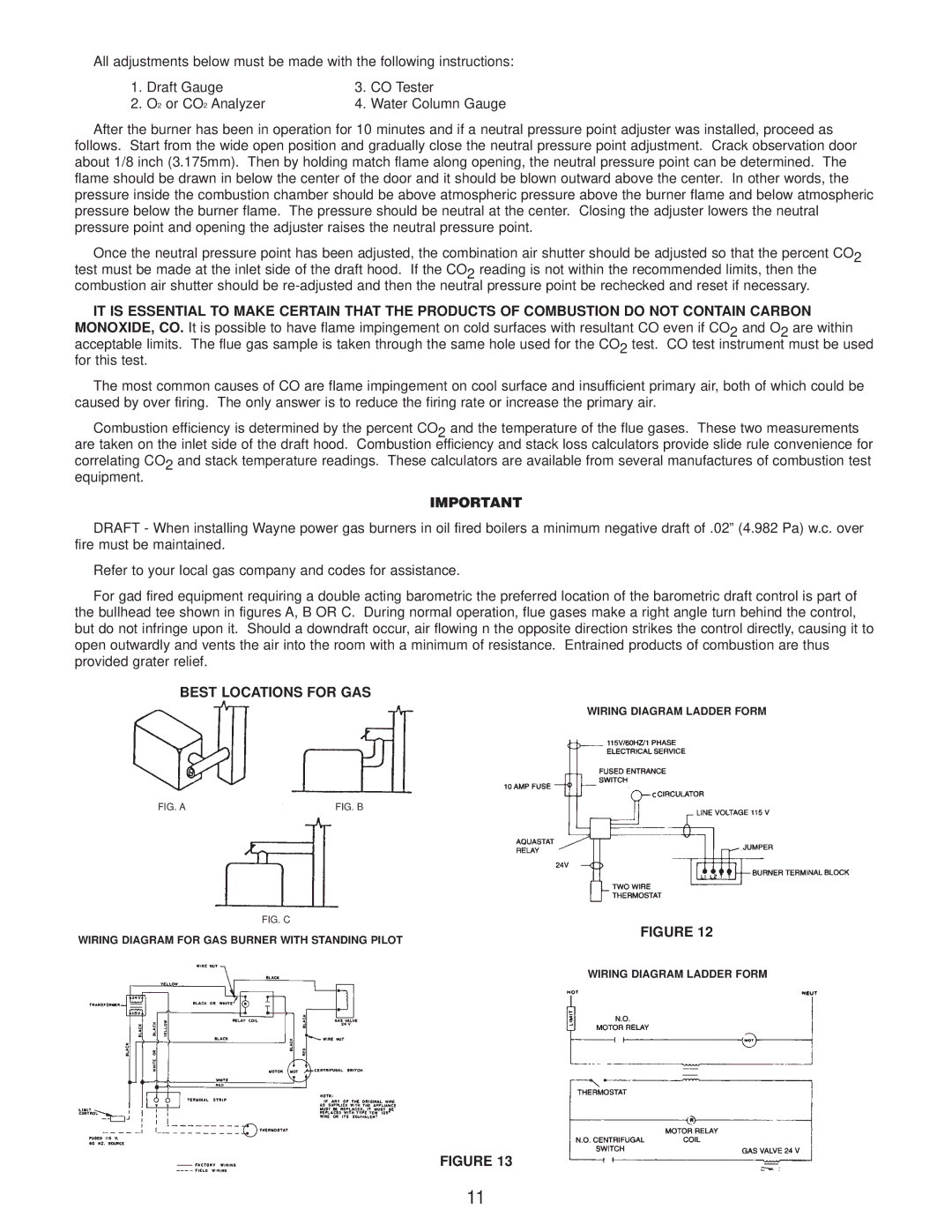 Wayne P250AF-DI, P250AF-EP, P265-EP, P265F specifications Best Locations for GAS, FIG. a 