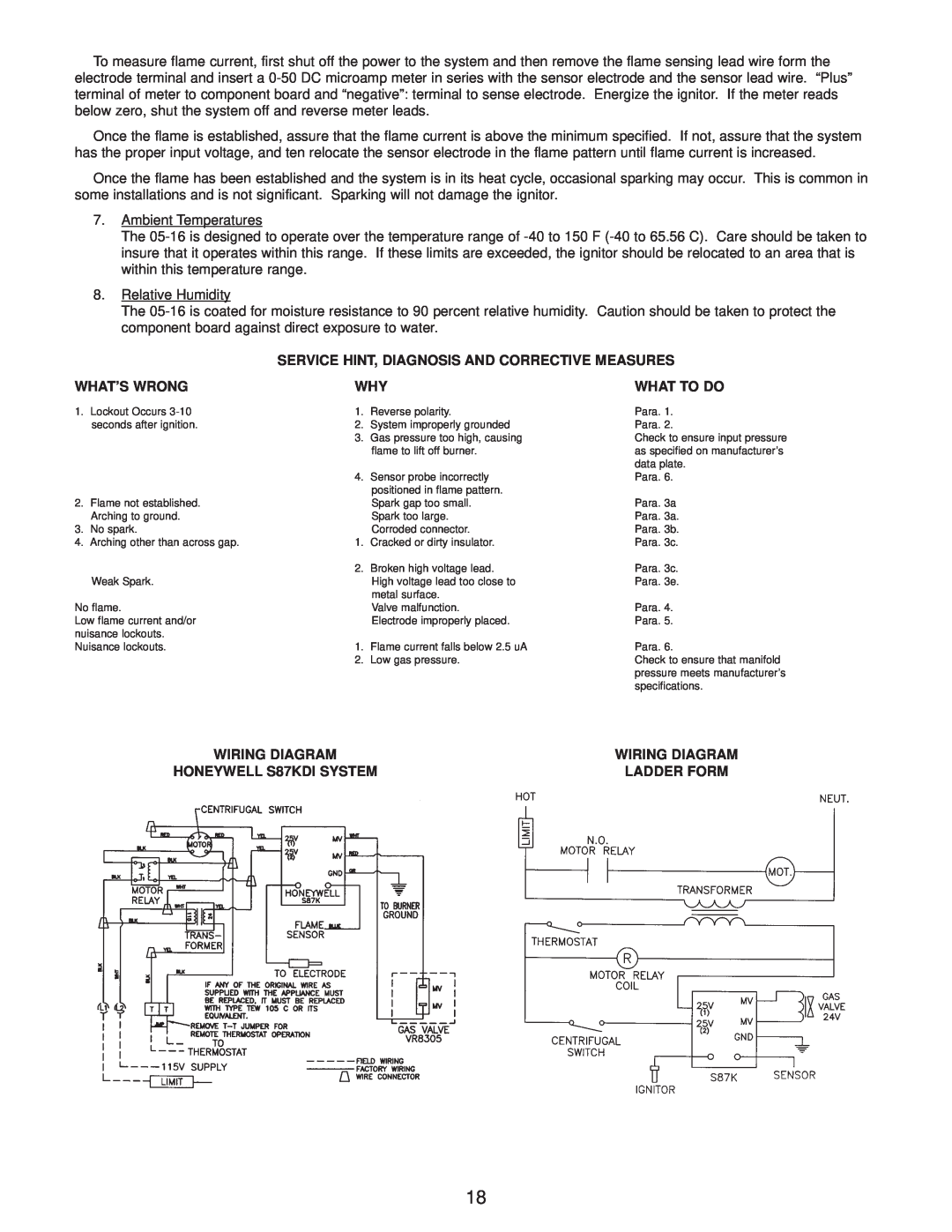 Wayne P250AF-DI Service Hint, Diagnosis And Corrective Measures, What’S Wrong, What To Do, Wiring Diagram, Ladder Form 