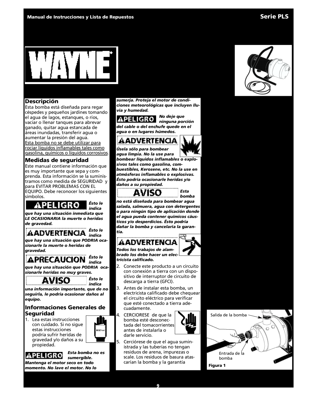 Wayne 321602-001 Serie PLS XXXXX, XXXXX and, Descripción, Instalación, Medidas de seguridad, Informaciones Generales de 