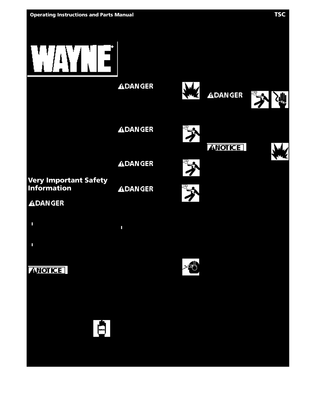 Wayne 351301-001, TSC manual Description, Unpacking, Installation and Operation, Submersible Utility Pump 