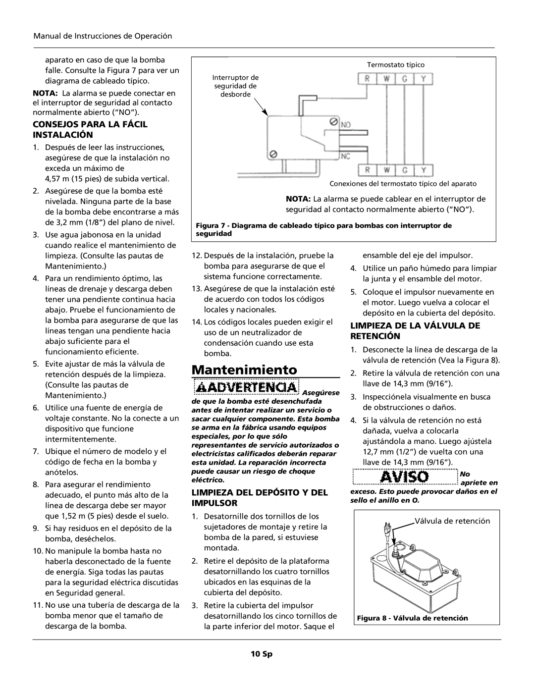 Wayne WCP85, 370100-001 specifications Mantenimiento 