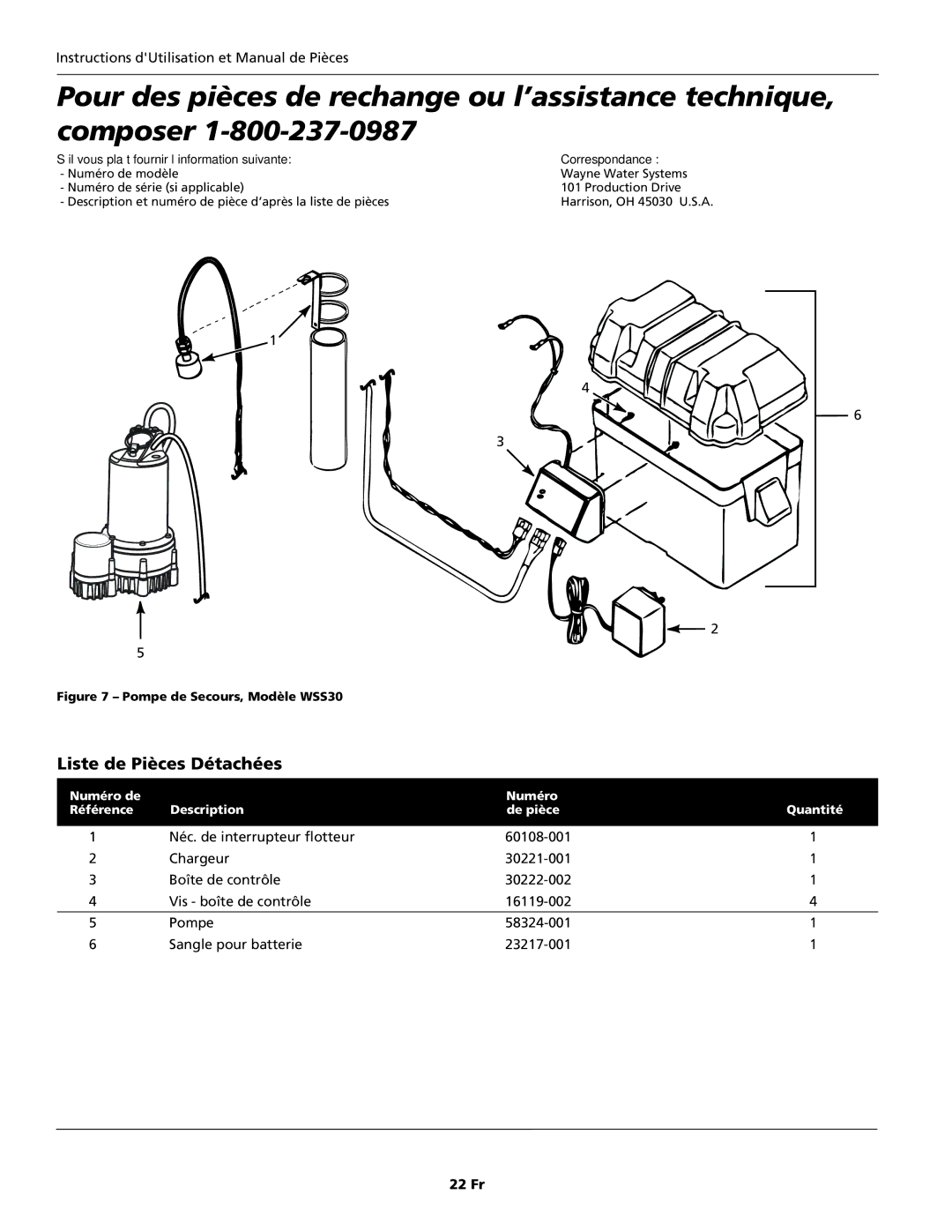 Wayne WSS30, WSS10, WSS20, 353501-001 specifications 22 Fr 