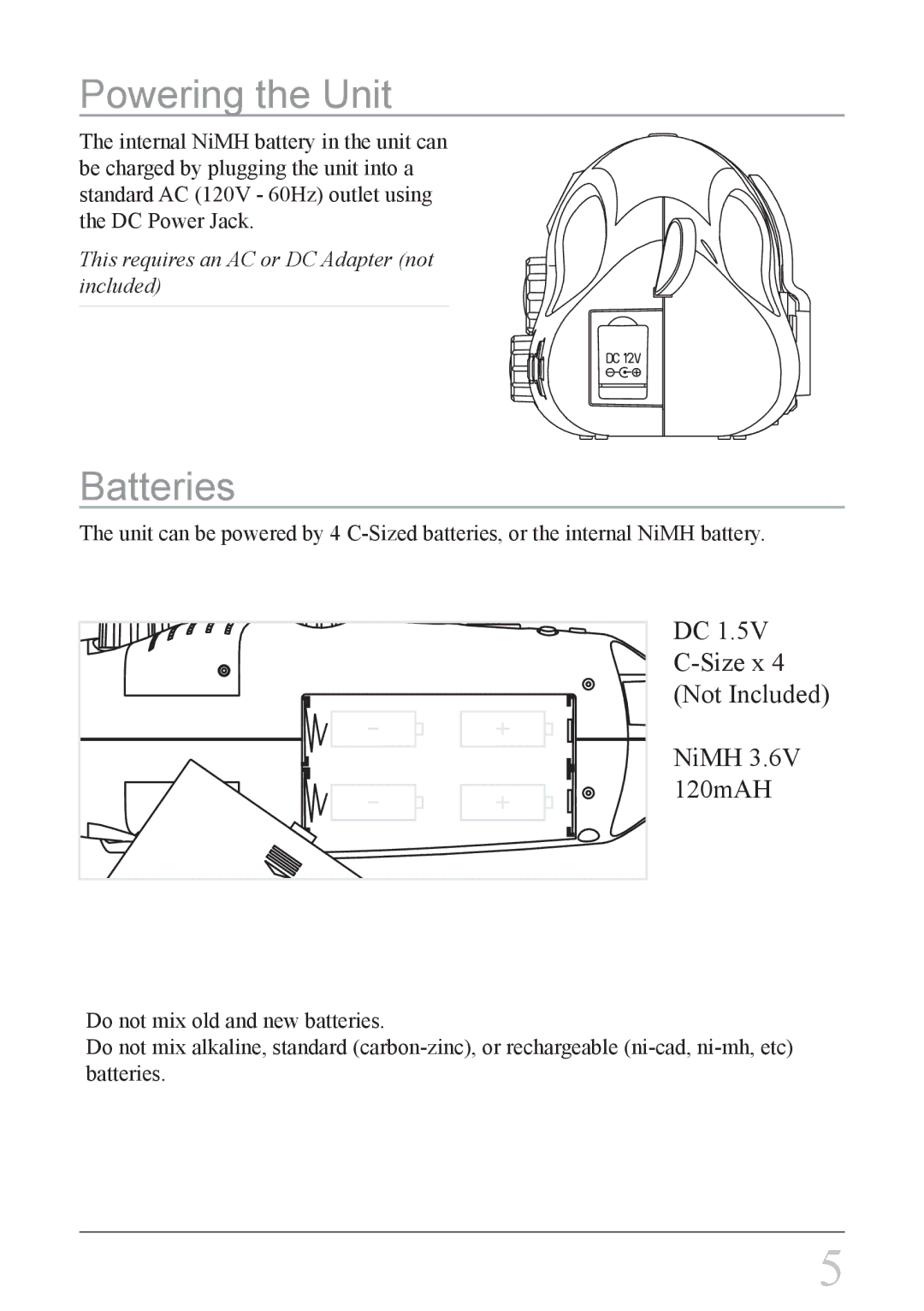 Weather X WF308 instruction manual Powering the Unit, Batteries 