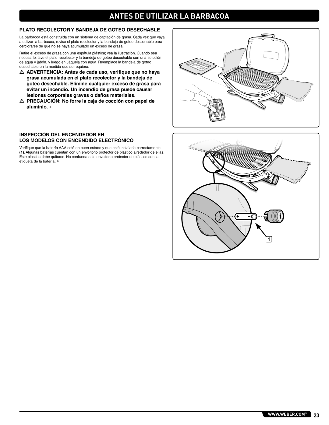Weber 827020, 100, LP GAS GRILL, 220, 200, 120 instruction manual Antes De Utilizar La Barbacoa 