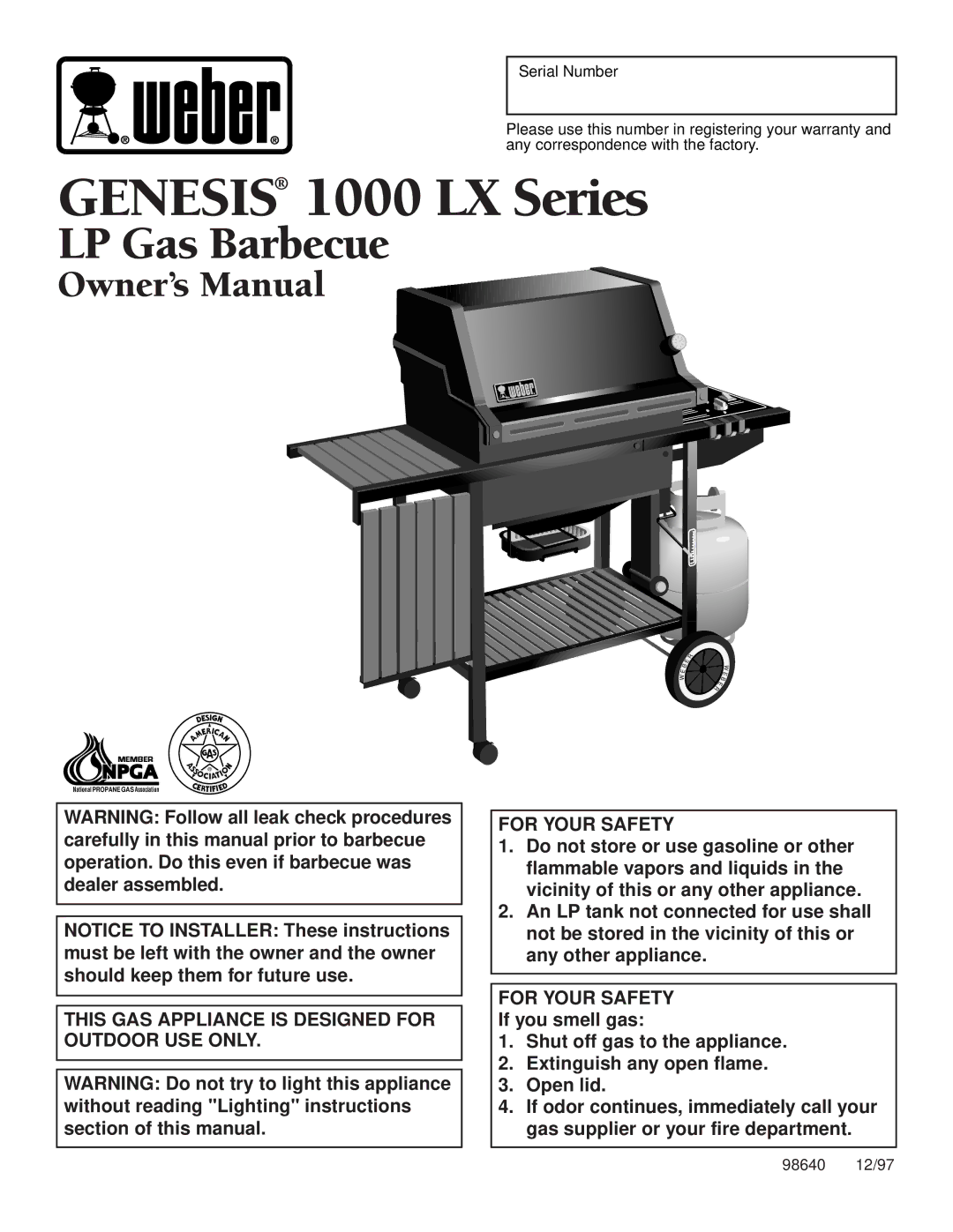 Weber owner manual Genesis 1000 LX Series 