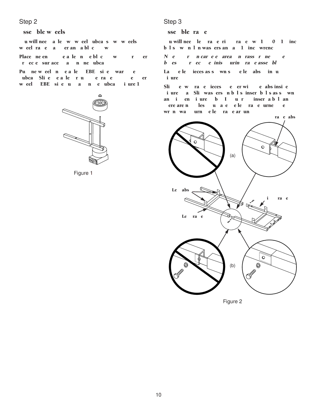 Weber 1000 LX Series owner manual Assemble wheels, Assemble frame 