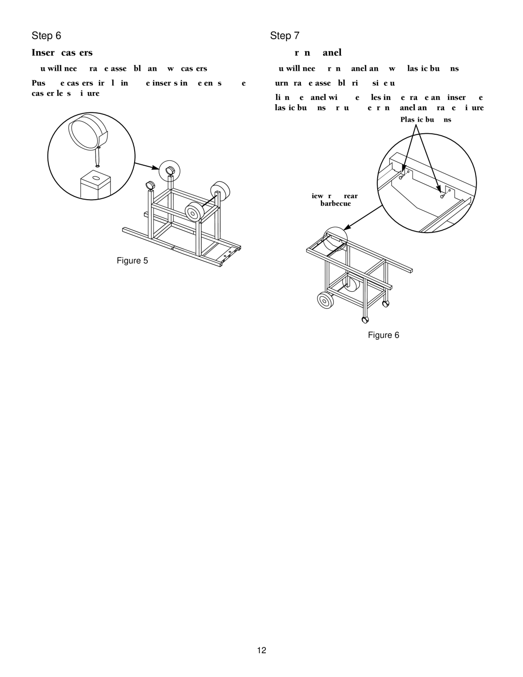 Weber 1000 LX Series owner manual Insert casters, Add front panel 