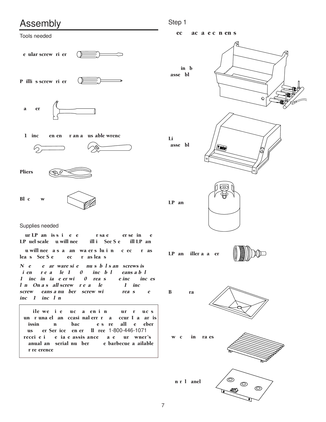 Weber 1000 LX Series owner manual Assembly, Step, Check package contents 