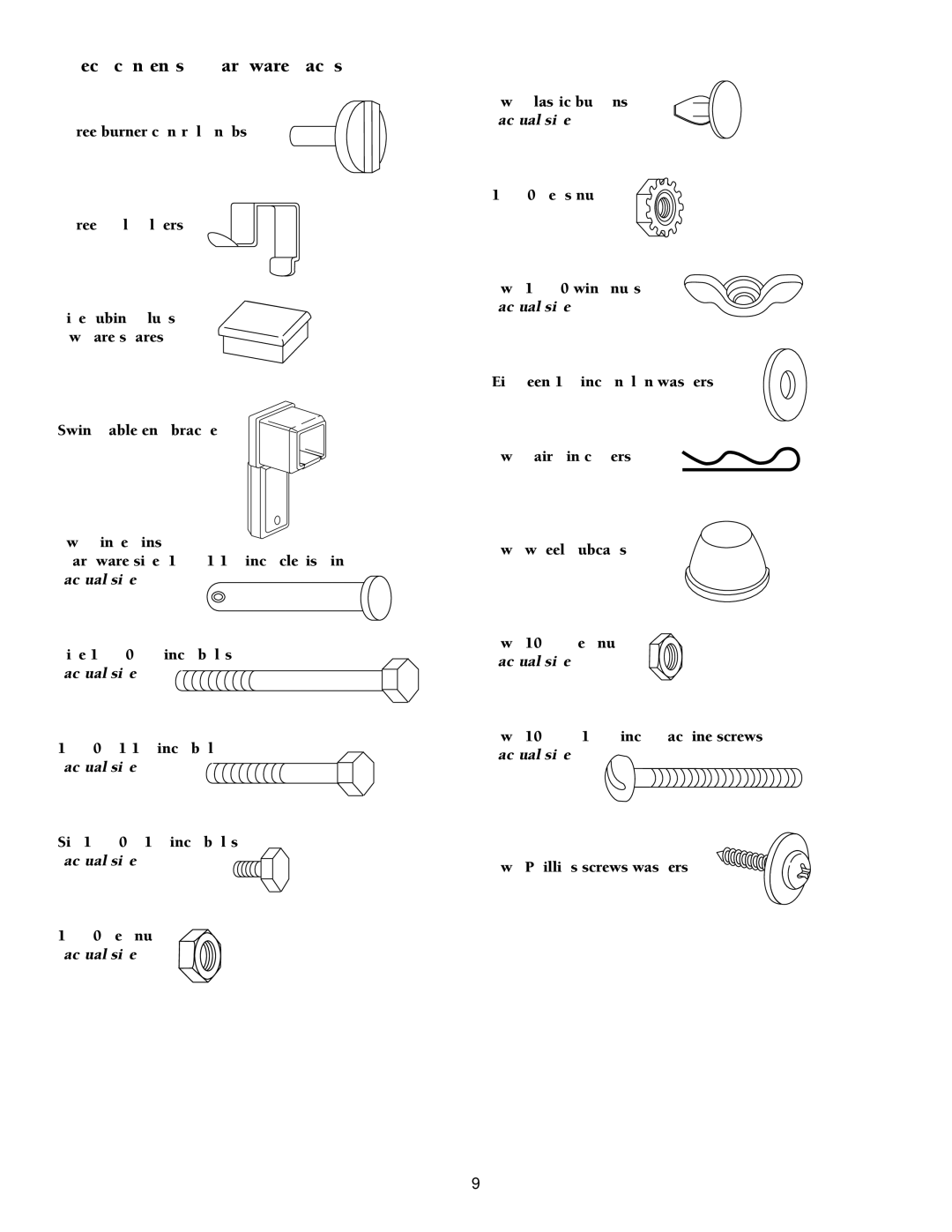 Weber 1000 LX Series owner manual Check contents of hardware packs 