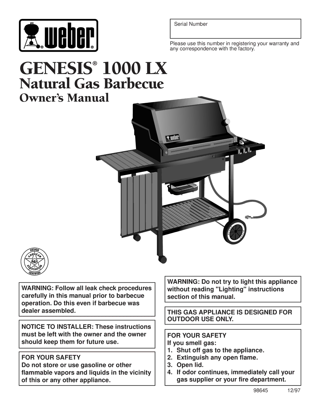 Weber owner manual Genesis 1000 LX 