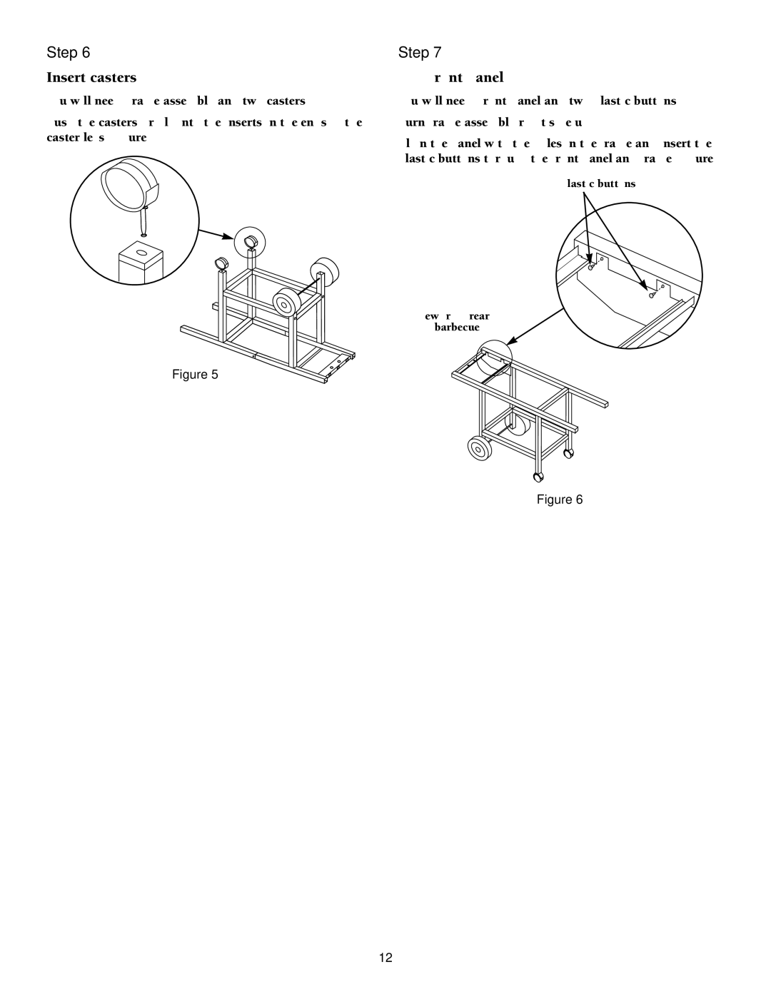 Weber 1000 LX owner manual Insert casters, Add front panel 