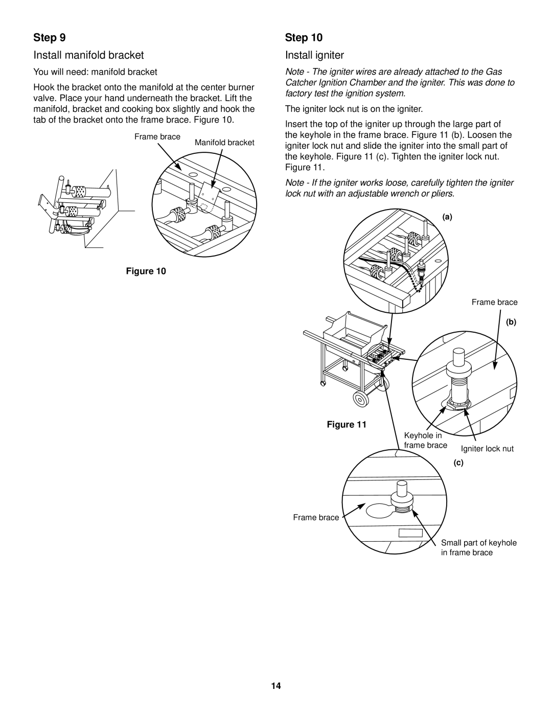 Weber 1000 LX owner manual Install manifold bracket, Install igniter 