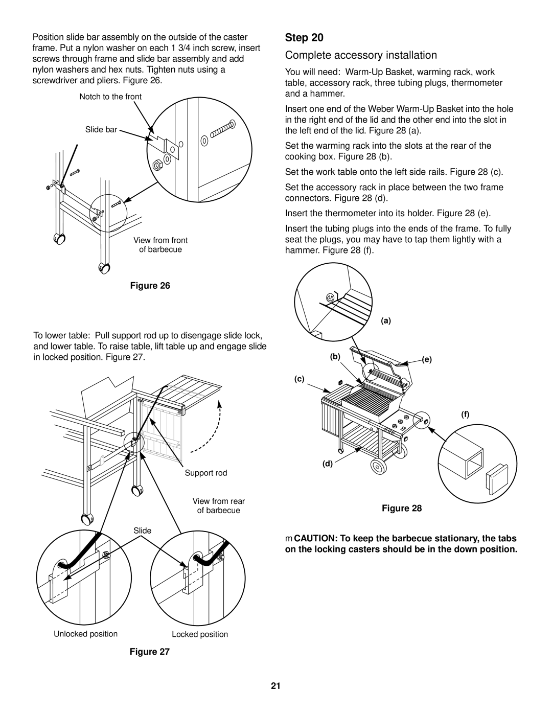 Weber 1000 LX owner manual Complete accessory installation 