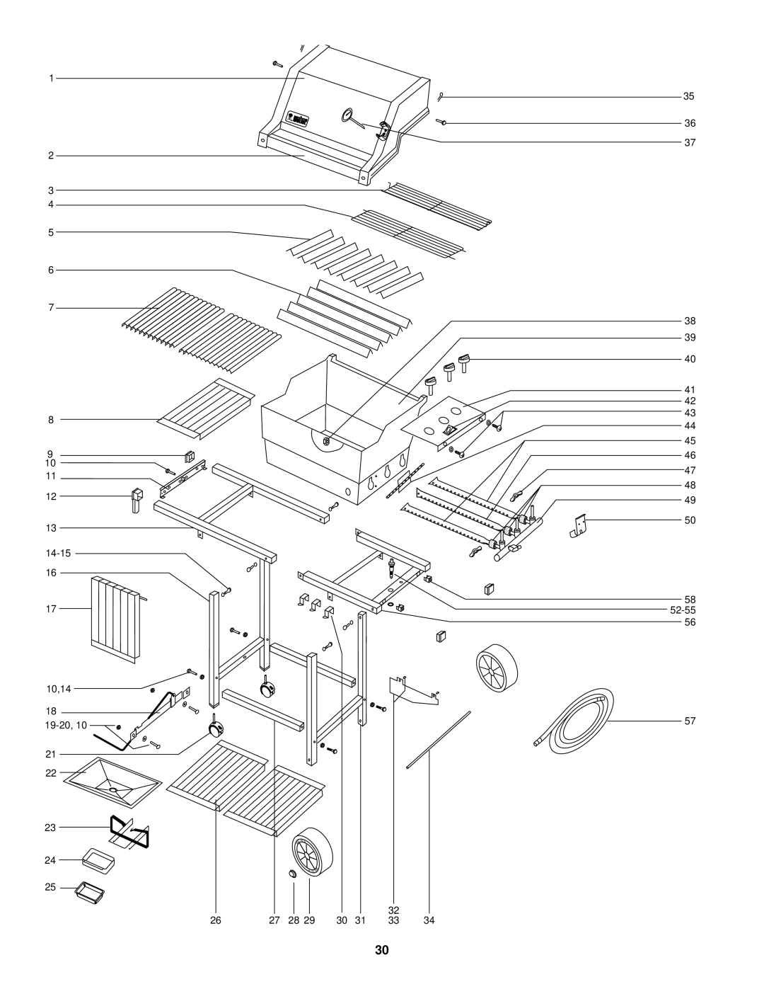 Weber 1000 LX owner manual 14-15 52-55 10,14 19-20 