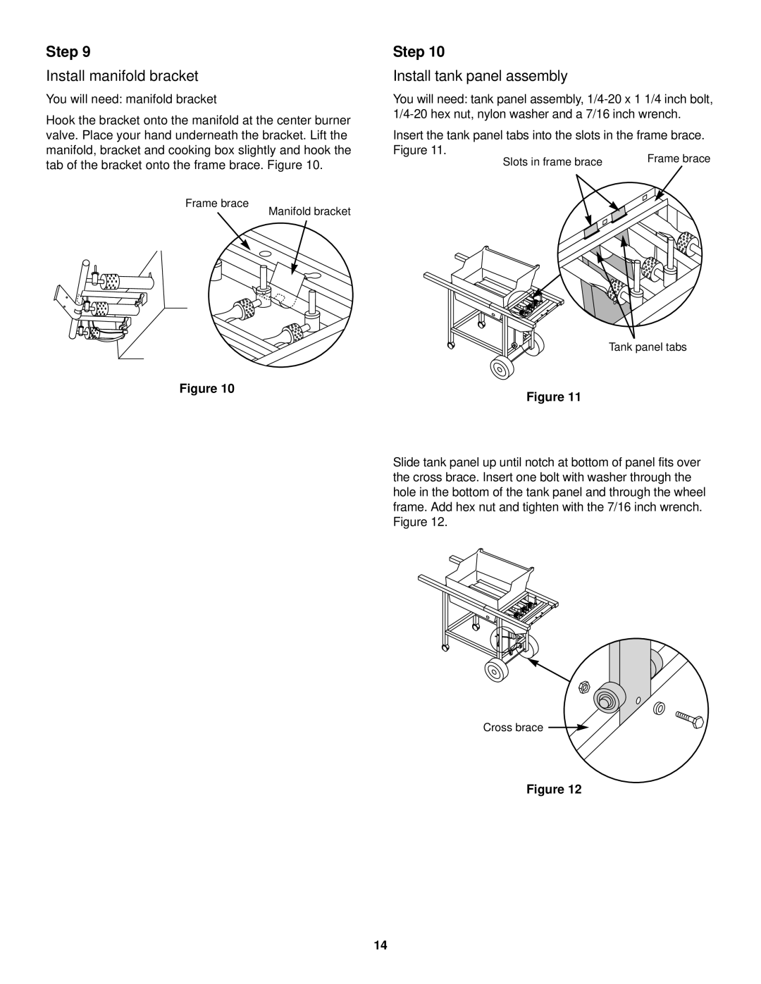 Weber 1000 SERIES, LP Gas Barbecue owner manual Install manifold bracket, Install tank panel assembly 