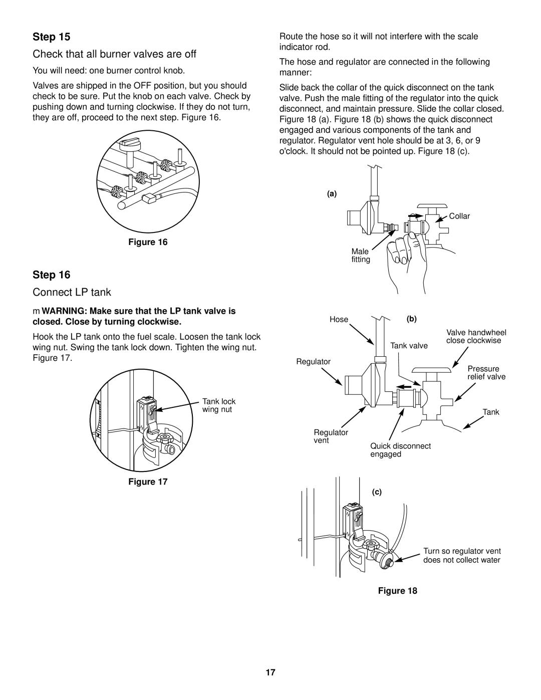 Weber LP Gas Barbecue, 1000 SERIES owner manual Check that all burner valves are off, Connect LP tank 