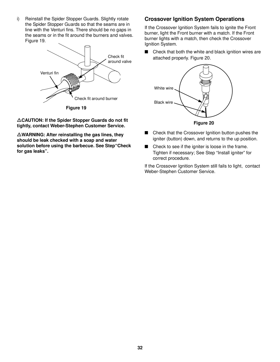 Weber 1000 SERIES, LP Gas Barbecue owner manual Crossover Ignition System Operations 