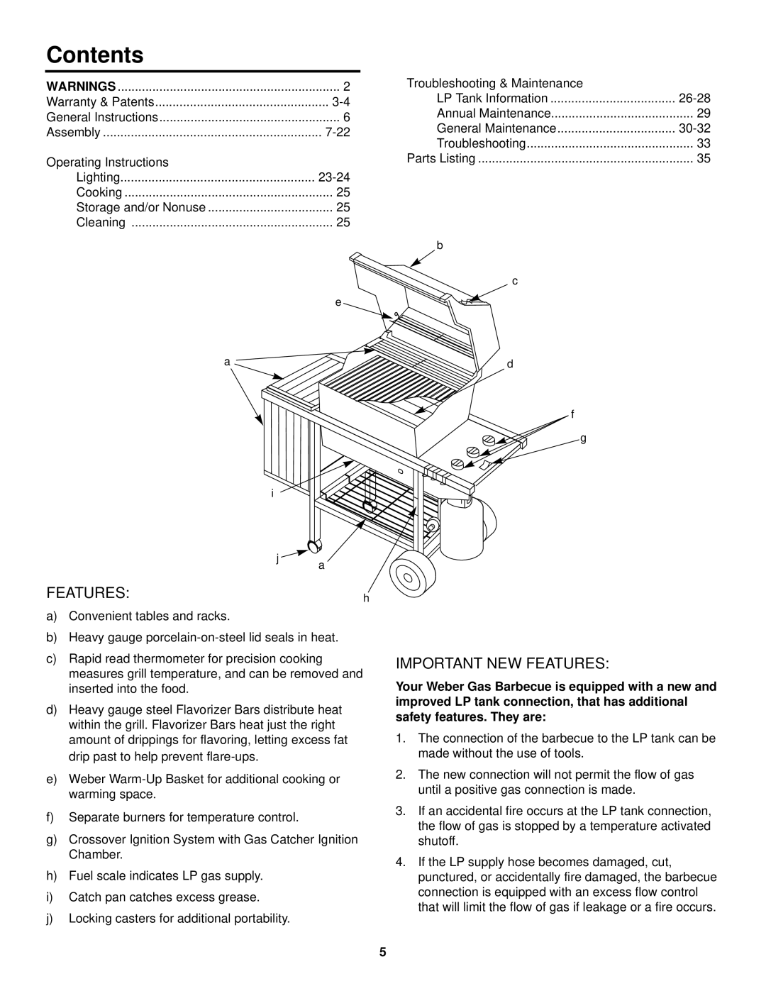 Weber LP Gas Barbecue, 1000 SERIES owner manual Contents 