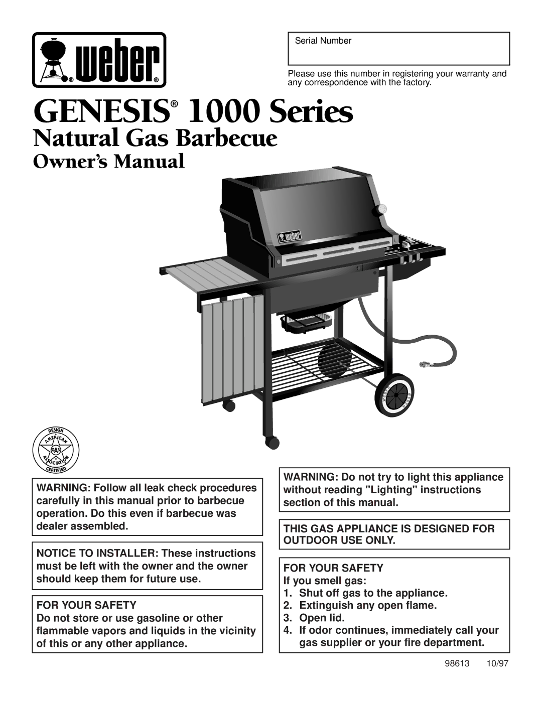 Weber 1000 SERIES owner manual Genesis 1000 Series 