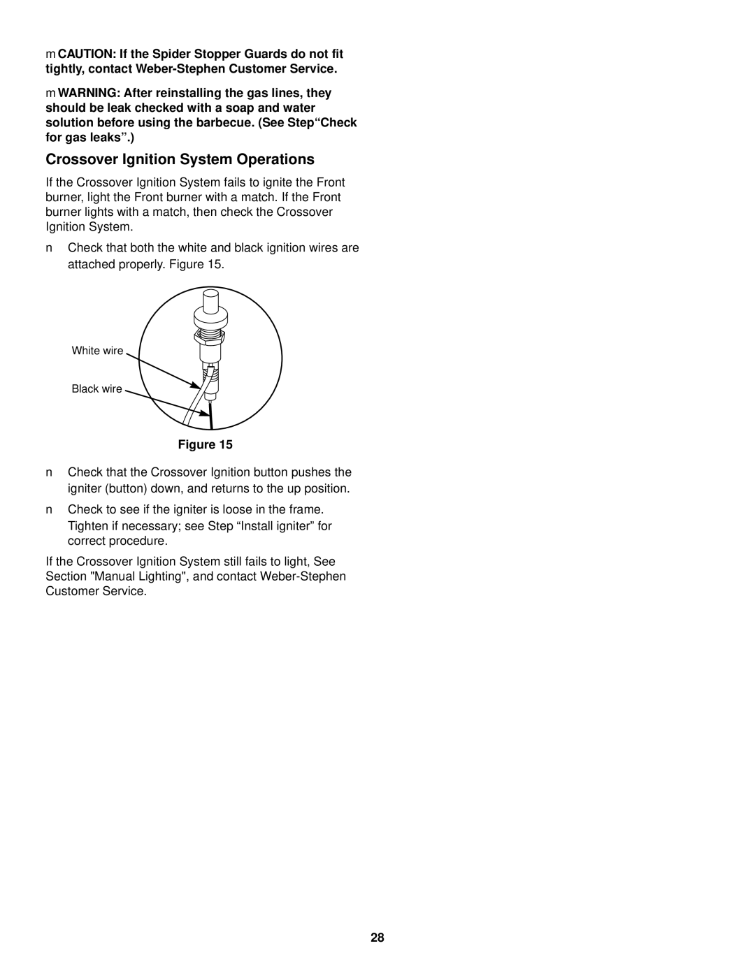 Weber 1000 SERIES owner manual Crossover Ignition System Operations 